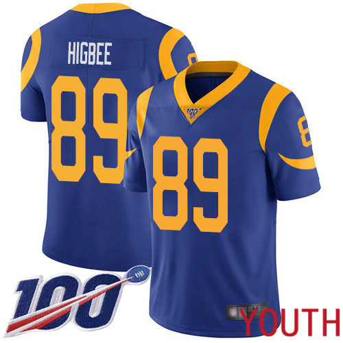 Los Angeles Rams Limited Royal Blue Youth Tyler Higbee Alternate Jersey NFL Football #89 100th Season Vapor Untouchable->women nfl jersey->Women Jersey